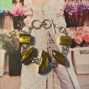 Chunky Tiger Eye Sterling 925 Bracelet